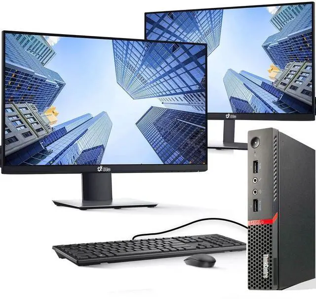 Main image of Lenovo ThinkCentre M900 Mini Computer PC Intel Quad Core i5-6500T, 8GB DDR4 Ram, 256GB SSD, Dual 22 Inch Monitor, Keyboard & Mouse, Wi-Fi, Windows 11 Professional (Renewed)