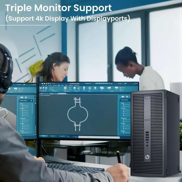Alt view image 3 of 5 - HP 800 G2 Tower Desktop Computer PC, Intel Core i5-6500 upto 3.60GHz, 16GB DDR4 Ram, 256GB SSD, Built-in Wi-Fi & Bluetooth, Wireless Keyboard & Mouse, Windows 11 Professional (Refurbished)