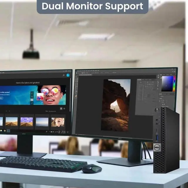 Alt view image 3 of 5 - Refurbished DELL Mini Desktop PC, Intel Core i5-7500T, 16GB DDR4 RAM, 512GB SSD, 24" LED Monitor, WiFi, Keyboard and Mouse, Intel HD Graphics 630, Windows 11 Pro, Business Desktop PC (Renewed)