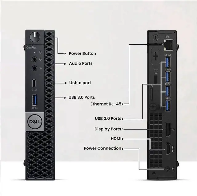 Alt view image 2 of 5 - DELL 3050 Desktop Mini PC, Intel Core i5-7500T, 8GB DDR4 RAM,128GB SSD, 24 Inch LED Monitor, WiFi, Keyboard and Mouse, Intel HD Graphics 630, Windows 11 Pro, Business Desktop PC (Renewed)