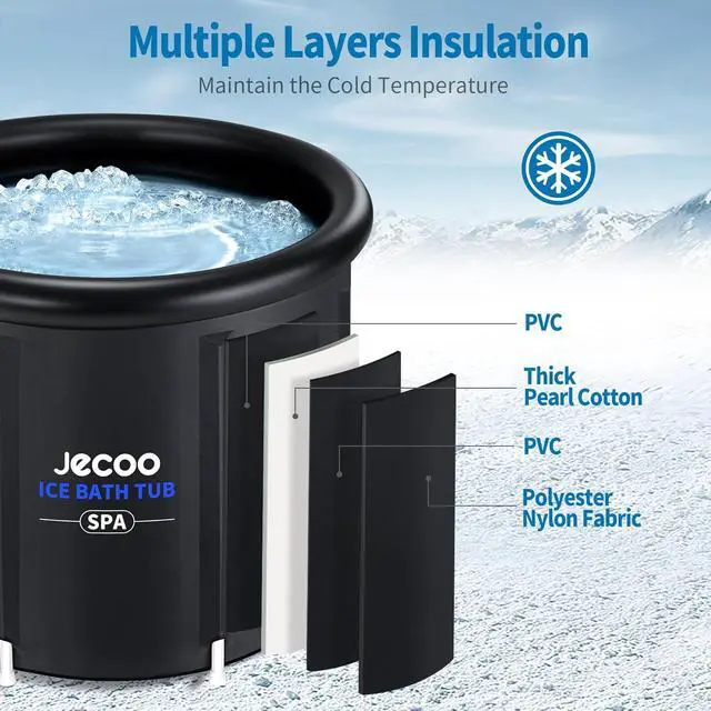 Alt view image 4 of 7 - Ice Bath Tub for Athletes Portable Cold Plunge Tub with Cover, Large Capacity Multiple Layered Cold Plunge for Recovery Ice Bath at Home/Outdoor