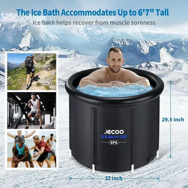 Alt view image 3 of 7 - Ice Bath Tub for Athletes Portable Cold Plunge Tub with Cover, Large Capacity Multiple Layered Cold Plunge for Recovery Ice Bath at Home/Outdoor