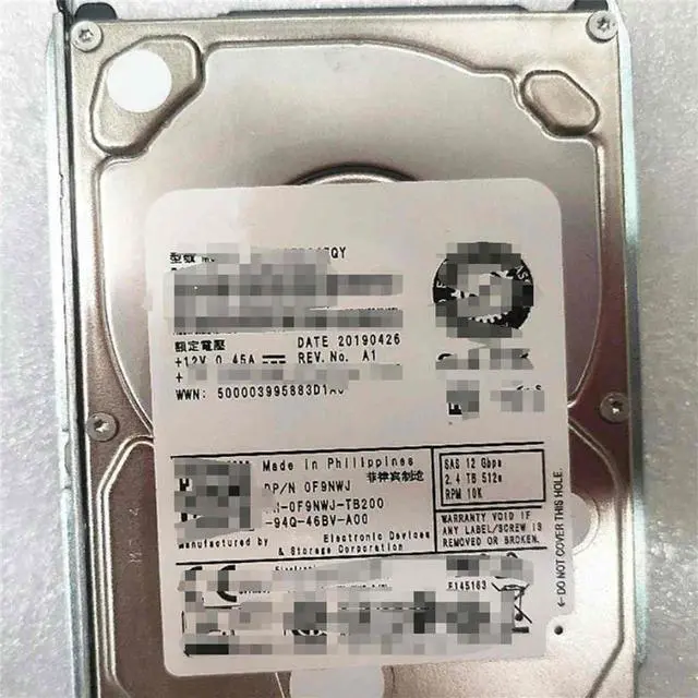 Main image of FOR 0F9NWJ F9NWJ 2.4T SAS 10K 2.5' 12G hard drive AL15SEB24EQY 0F9NWJ HDD
