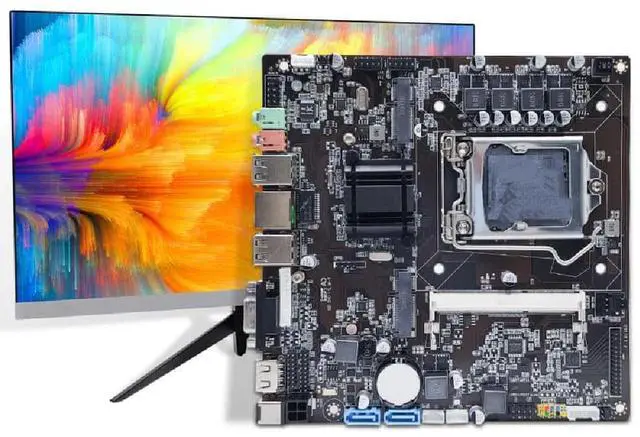 Main image of H61 LGA1155 all-in-one motherboard, second-generation i3/i5/i7 processor, dedicated graphics card, PCIe interface.