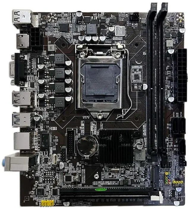 Main image of H310 DDR4 desktop motherboard, 1151 socket, supports 6th/7th/8th/9th generation i3/i5/i7 processors, with HDMI and M.2 interfaces.