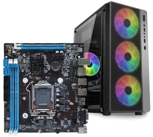 Main image of HM55 desktop motherboard LGA1156, i3, i5, i7 models shipped directly from the factory. Discounts available for bulk purchases including dedicated graphics cards and cases.