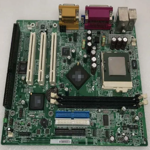 Main image of MS-6368 motherboard, 8601T motherboard, with 3 slots, 1 VGA slot, 1 LPT slot, 1 slot, P3 CPU industrial board.