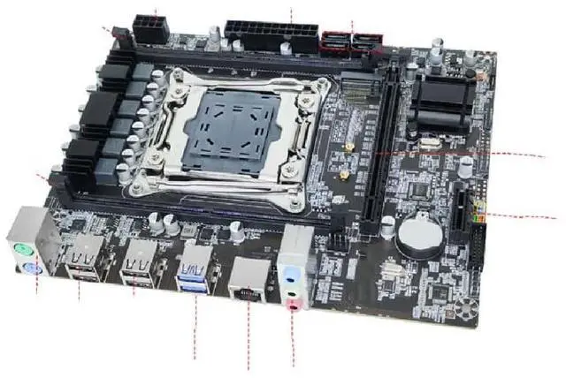 Main image of X99 LGA2011 socket computer motherboard, supports DDR4 memory, suitable for E5 V3 V4 CPUs.