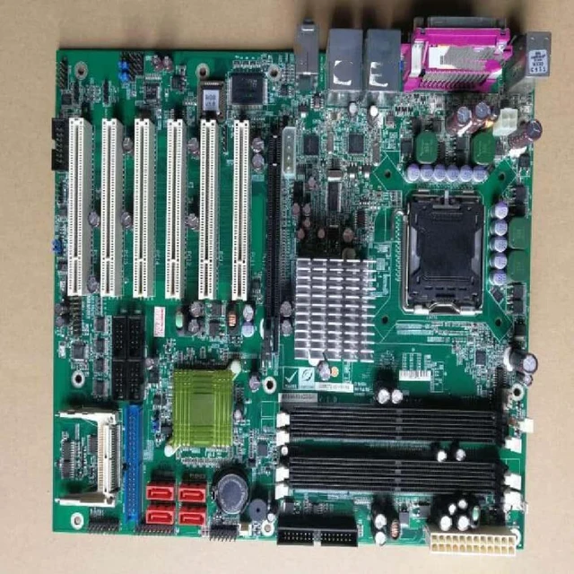 Main image of IMBA-9454G-R10 industrial motherboard, with 6 slots, 2 LAN slots, and 6 expansion slots.