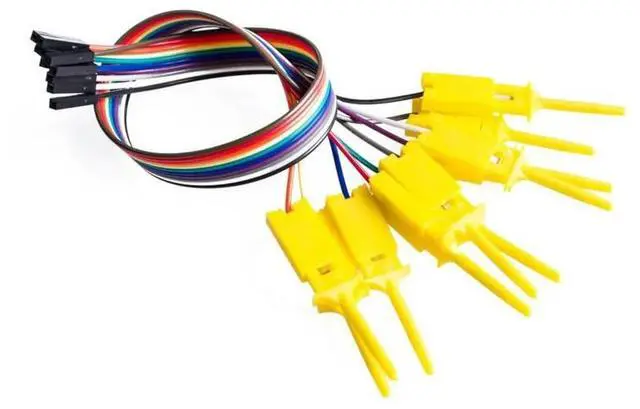 Main image of 10pcs 200mm High Efficiency Test Hook Clip Logic Analyzer Cable Gripper Probe Test Clamp Kit Yellow/Red
