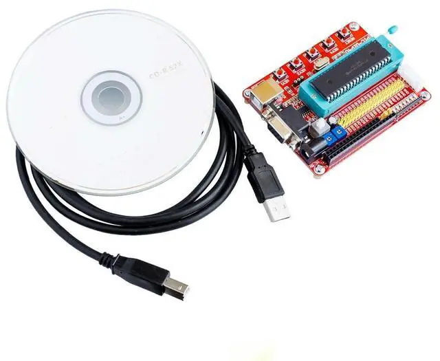 Main image of microcontroller minimum system development board 16F877A + USB CABLE