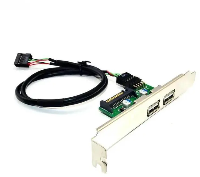 Main image of FOR 30cm PC Mainboard 9pin to Dual USB 2.0 Port Motherboard 2 USB2.0 PCI Panel Bracket 9Pin Extension Cable USB Expansion Card Riser