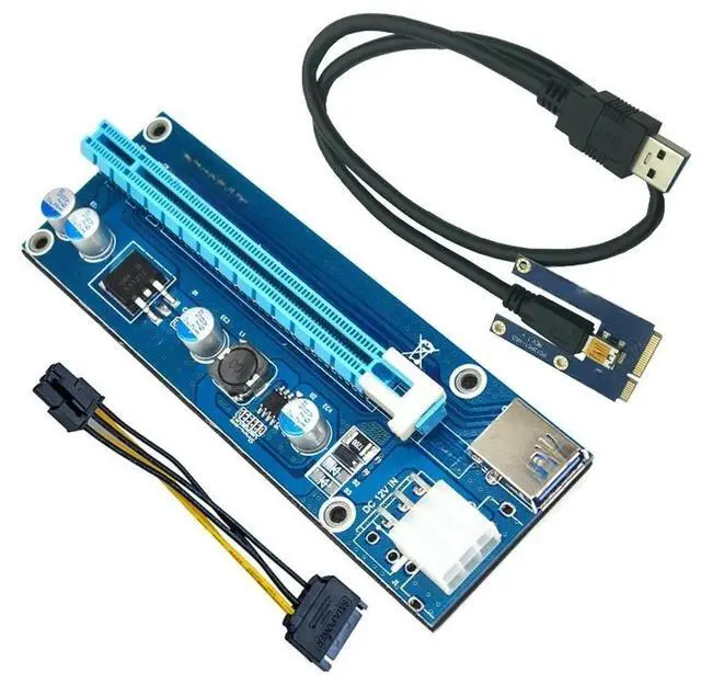 Main image of FOR Mini PCI-E to PCI Express Extender Riser Card PCIE 1x to 16x Slot USB3.0 Data Cable SATA to 6Pin Power Supply for