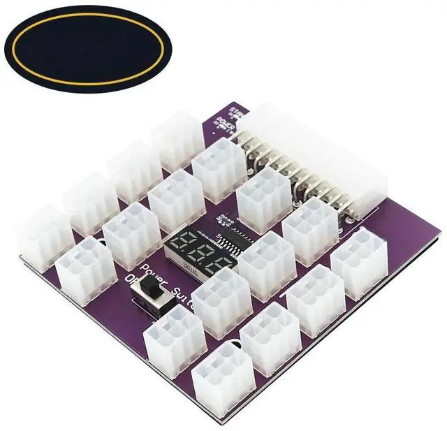 Main image of FOR 17 Port ATX 6Pin Power Supply Breakout Purple Board Adapter Connector for ETH Support Max 800W Power Supply