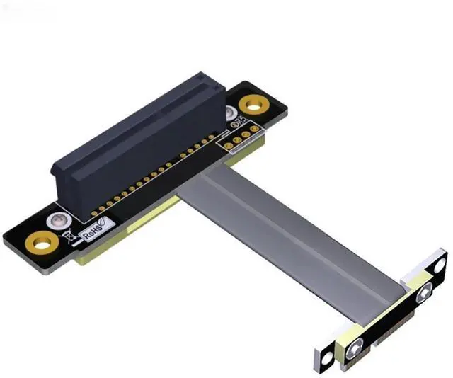 Main image of FOR PCIE Riser PCIe3.0 x1 Male to x4 Female Cable EMI Shielding 8Gbps PCI-E III 1x 4x Riser Extender Ribbon Cable Elbow Right Angled