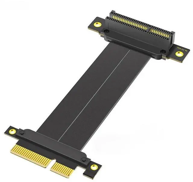 Main image of FOR PCIe 4.0 X4 Riser Cable PCI Express GEN4 4X to 4X Extension Cable Vertical 90 Degrees for Graphics Card SSD Motherboard Extender