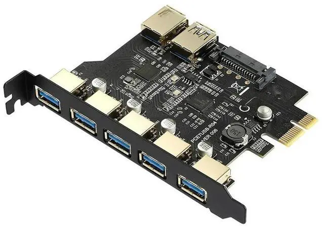 Main image of FOR 5/7 Port USB 3.0 PCI Express Expansion Card Adapter PCIE X1 to USB3.2 Gen1 5Gb 19Pin Header SATA/4Pin Power NEC D720201 Chip