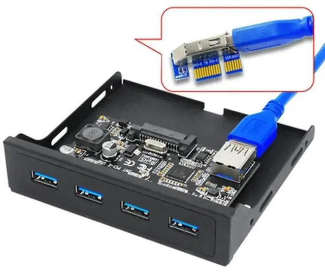Main image of FOR PCI-E to USB 3.0 PC Front Panel USB Expansion Card PCIE USB Adapter 3.5" Floppy USB3.0 Front Panel Bracket PCI Express x1 Riser