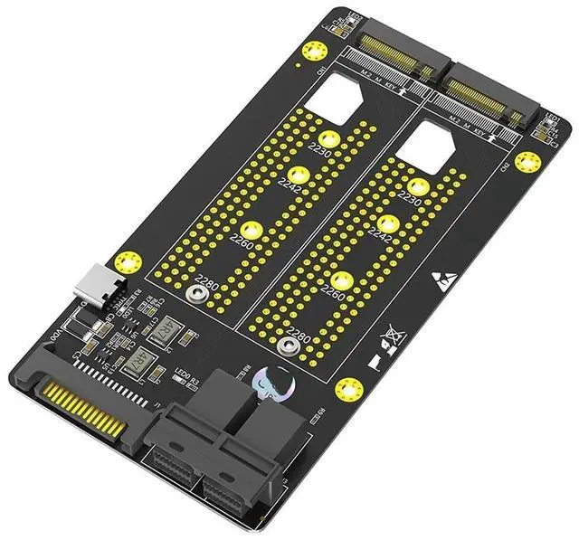 Main image of FOR M2 SSD Adapter Dual M.2 NVME M Key to Dual SFF-8643 Riser Board with SATA Type C Power Supply Support 2230 2242 2260 2280 M2 SSD
