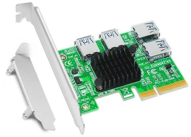 Main image of FOR PCI Express Riser Card 1 to 4 16X PCIe Riser PCI-E 4X to 4 USB 3.0 Adapter Port Multiplier Card for