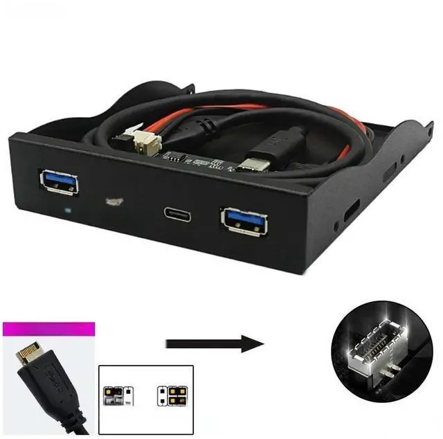 Main image of FOR 10G USB 3.2 GEN2 Front Panel HUB 2x USB3.2 GEN2 + 2x TYPE-C Adapter TYPE E to Front Type C for Desktop 3.5" Floppy Drive Bay