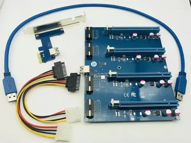 Main image of FOR PCI Express 1 to 4 Port PCI-E 1x Expansion Kit PCI Express Switch Multiplier HUB Riser Card PCIE x1 to x16 Adapter for