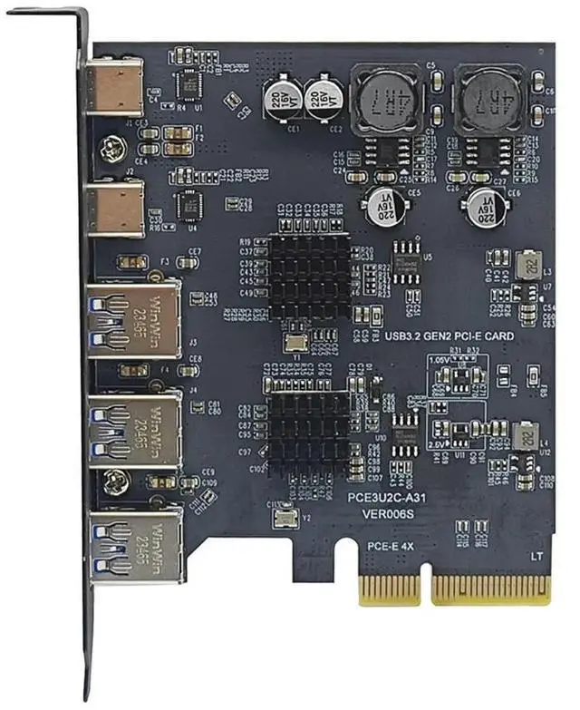 Main image of FOR PCIE USB Expansion Card PCI Express X4 to 2Port USB C + 3Port USB3.2 Gen2 10Gbps Adapter PCI-E to USB 3.1 Type-C HUB for Desktop