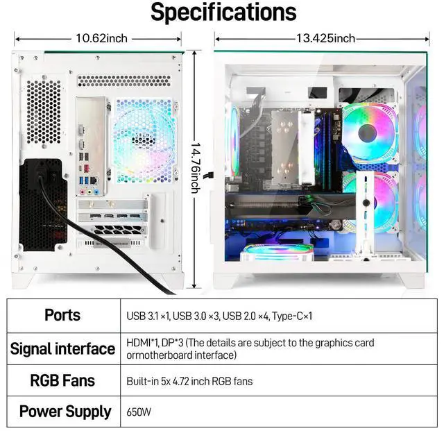 Alt view image 7 of 7 - LXZ Gaming PC Desktop,Features AMD Ryzen 7 8700F 4.1 GHz (5.0 GHz Turbo), GeForce RTX 5060 (8G),32GB DDR5 RAM,1TB NVMe SSD,Supports WiFi 6,Prebuilt Gaming PC Tower