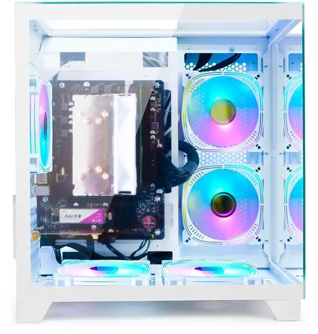 Alt view image 2 of 7 - LXZ Gaming PC Desktop,AMD Ryzen 5 5600GT(6-Core,4.6GHz),16GB DDR4 3200MHz,1TB NVMe SSD,Supports WiFi 6, RGB Fans,Seaview-style PC case,Prebuilt Gaming PC Tower