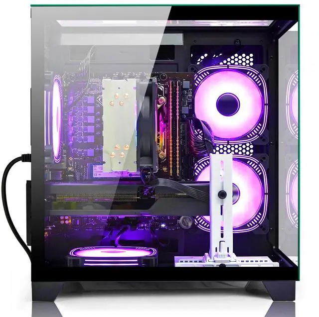Alt view image 2 of 7 - LXZ Gaming Desktop Computer PC,Powered by AMD Ryzen 5 5600(4.4 GHz Turbo),RX 6500XT 4GB Graphics,16GB DDR4 3200MHz,1TB NVMe SSD,Supports WiFi6,Seaview Case,Prebuilt Gaming PC Tower Black