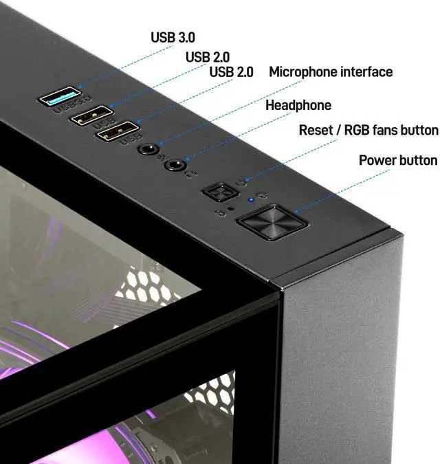 Alt view image 6 of 7 - LXZ Gaming Desktop Computer PC,Powered by AMD Ryzen 5 5600(4.4 GHz Turbo),RX 6500XT 4GB Graphics,16GB DDR4 3200MHz,1TB NVMe SSD,Supports WiFi6,Seaview Case,Prebuilt Gaming PC Tower Black