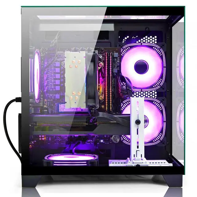 Alt view image 3 of 7 - LXZ Gaming PC Desktop,Features AMD Ryzen 7 8700F 4.1 GHz (5.0 GHz Turbo), GeForce RTX 5060 (8G),32GB DDR5 RAM,1TB NVMe SSD,Supports WiFi 6,Prebuilt Gaming PC Tower Black