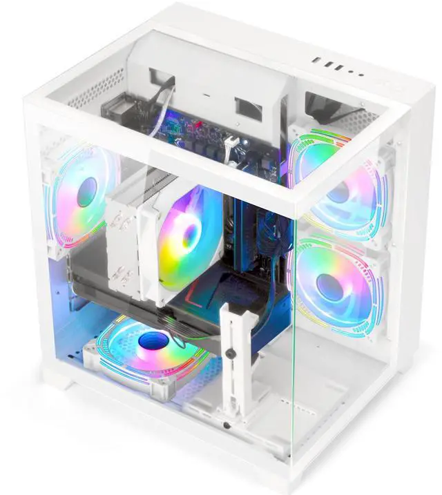 Alt view image 5 of 7 - LXZ Gaming Desktop Computer PC,Powered by AMD Ryzen 5 5600(4.4 GHz Turbo),RX 6500XT 4GB Graphics,16GB DDR4 3200MHz,1TB NVMe SSD,Supports WiFi6,Seaview Case,Prebuilt Gaming PC Tower