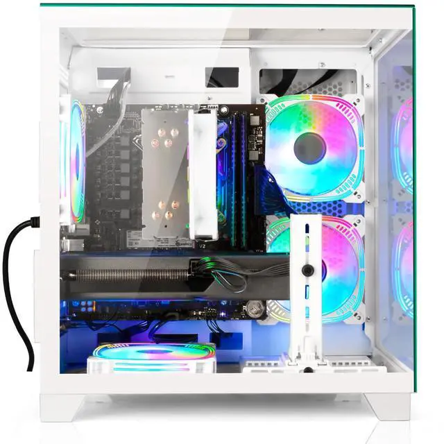 Alt view image 2 of 7 - LXZ Gaming Desktop Computer PC,Powered by AMD Ryzen 5 5600(4.4 GHz Turbo),RX 6500XT 4GB Graphics,16GB DDR4 3200MHz,1TB NVMe SSD,Supports WiFi6,Seaview Case,Prebuilt Gaming PC Tower