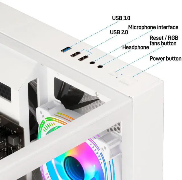 Alt view image 6 of 7 - LXZ Gaming Desktop Computer PC,Powered by AMD Ryzen 5 5600(4.4 GHz Turbo),RX 6500XT 4GB Graphics,16GB DDR4 3200MHz,1TB NVMe SSD,Supports WiFi6,Seaview Case,Prebuilt Gaming PC Tower