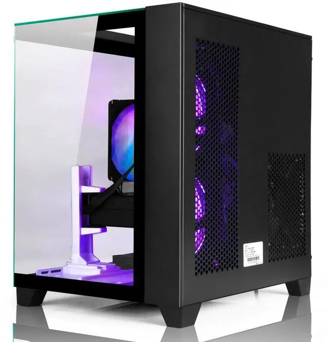 Alt view image 3 of 7 - LXZ Gaming Desktop Computer PC,Powered by AMD Ryzen 5 5600(4.4 GHz Turbo),RX 6500XT 4GB Graphics,16GB DDR4 3200MHz,1TB NVMe SSD,Supports WiFi6,Seaview Case,Prebuilt Gaming PC Tower Black