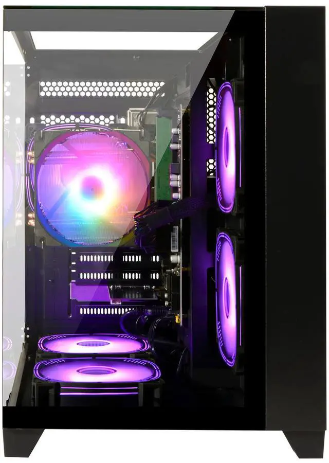 Alt view image 3 of 7 - LXZ Gaming PC Desktop,AMD Ryzen 5 5600GT(6-Core,4.6GHz),16GB DDR4 3200MHz,1TB NVMe SSD,Supports WiFi 6, RGB Fans,Seaview-style PC case,Prebuilt Gaming PC Tower Black