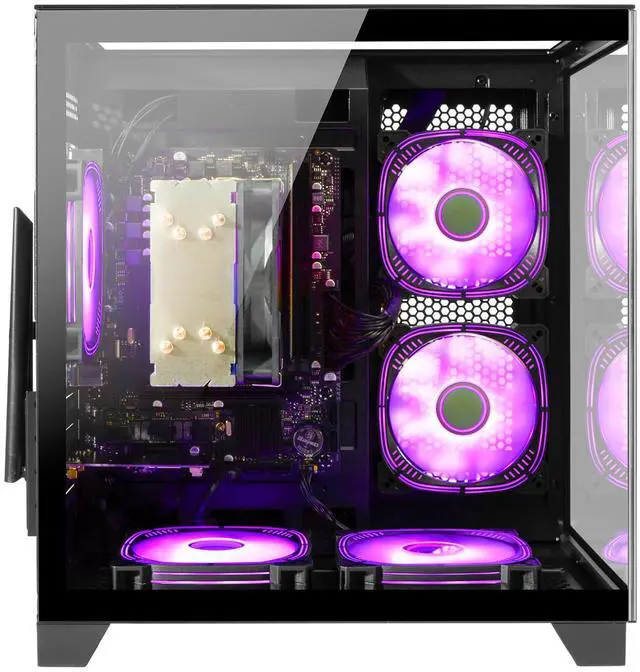Alt view image 2 of 7 - LXZ Gaming PC Desktop,AMD Ryzen 5 5600GT(6-Core,4.6GHz),16GB DDR4 3200MHz,1TB NVMe SSD,Supports WiFi 6, RGB Fans,Seaview-style PC case,Prebuilt Gaming PC Tower Black
