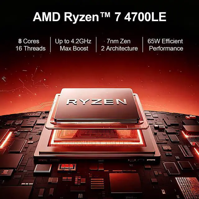 Alt view image 3 of 7 - LXZ Gaming PC Prebuilt Gaming Desktop R7 4700LE, Radeon RX 580,16GB DDR4 RAM, 512GB NVMe SSD,Prebuilt Gaming PC Tower, Supports WIFI 6, Bluetooth 5.2
