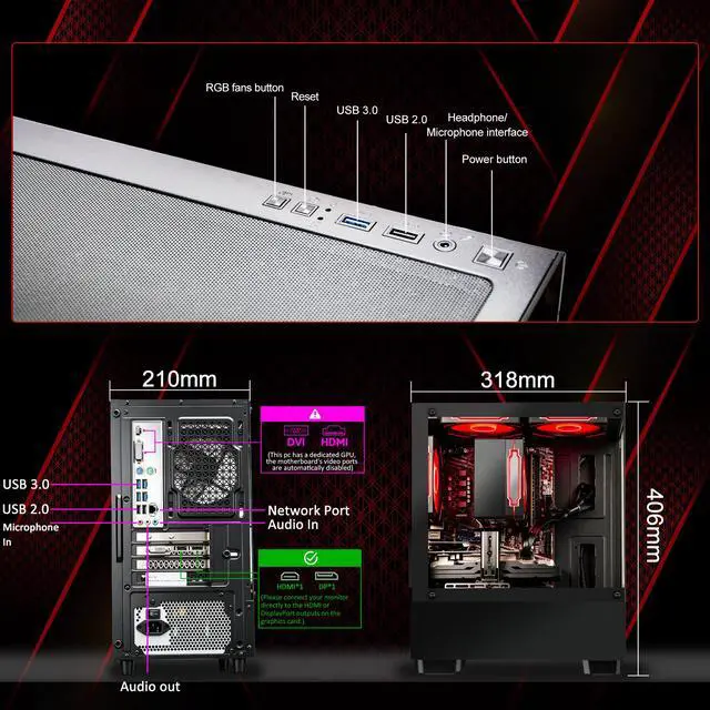 Alt view image 7 of 7 - LXZ Gaming PC Prebuilt Gaming Desktop R7 4700LE, Radeon RX 580,16GB DDR4 RAM, 512GB NVMe SSD,Prebuilt Gaming PC Tower, Supports WIFI 6, Bluetooth 5.2