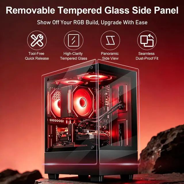 Alt view image 3 of 6 - LXZ Gaming PC Prebuilt Gaming Desktop R7 4700LE, Radeon RX 580,16GB DDR4 RAM, 512GB NVMe SSD,Prebuilt Gaming PC Tower, Supports WIFI 6, Bluetooth 5.2