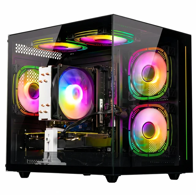 Main image of LXZ Gaming PC Desktop, Prebuilt Gaming PC with AMD Ryzen 5 4500 6-Core 12-Thread up to 4.1 GHz, 16GB DDR4 RAM, 512GB NVMe SSD, Radeon RX 6500 XT, WiFi 6, Windows 11 Pro