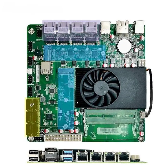 Main image of N5105 processor, 4x2.5G Gigabit Ethernet, i225 card, 2xM.2 SSD slots, 6 SATA ports for storage