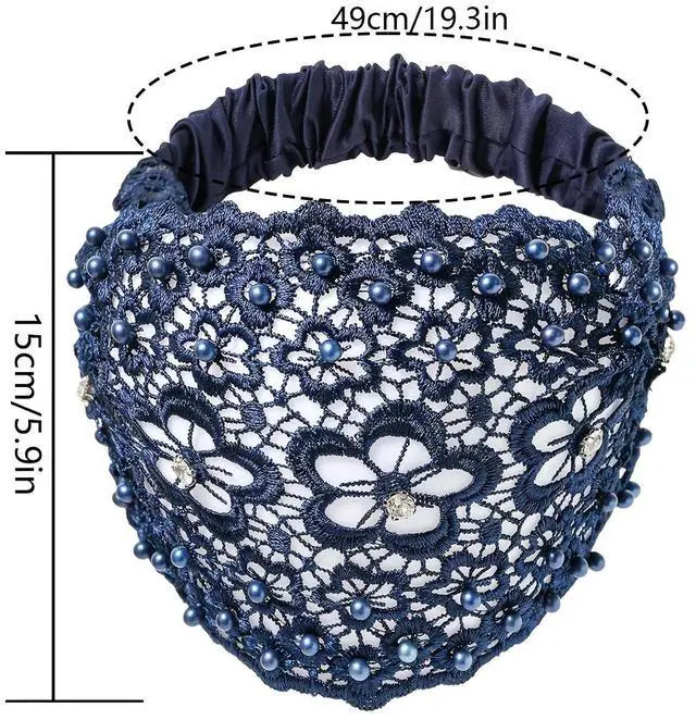 Alt view image 2 of 4 - 3-Piece Set Ladies' Elegant Floral Wide Headbands  Stylish Hair Accessories for Casual Wear, Plum Blossom Hollow-Out Design with Beaded Embellishments, Ideal for Concealing Gray Hair