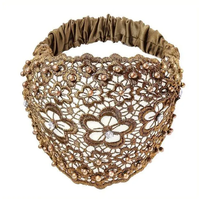 Alt view image 3 of 4 - 3-Piece Set Ladies' Elegant Floral Wide Headbands  Stylish Hair Accessories for Casual Wear, Plum Blossom Hollow-Out Design with Beaded Embellishments, Ideal for Concealing Gray Hair