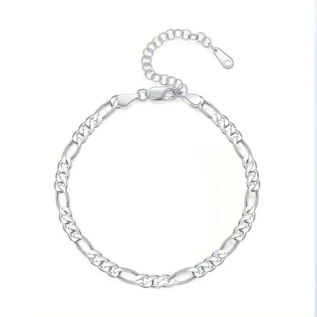 Main image of 925 Silver Figaro Foot Chain - Hypoallergenic, Lightweight & Stylish Jewelry for Women & Men, Ideal for Everyday Wear, Gift-Giving, and Special Occasions