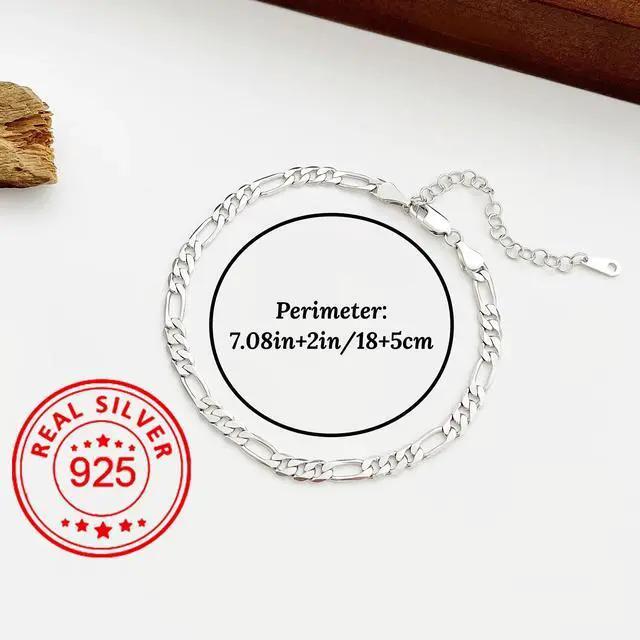 Alt view image 2 of 5 - 925 Silver Figaro Foot Chain - Hypoallergenic, Lightweight & Stylish Jewelry for Women & Men, Ideal for Everyday Wear, Gift-Giving, and Special Occasions