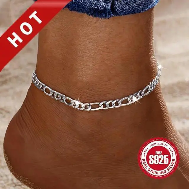Alt view image 4 of 5 - 925 Silver Figaro Foot Chain - Hypoallergenic, Lightweight & Stylish Jewelry for Women & Men, Ideal for Everyday Wear, Gift-Giving, and Special Occasions
