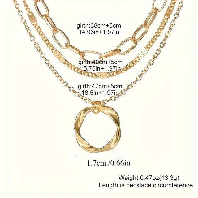 Alt view image 2 of 4 - Sterling Silver Multi-Layer Necklace with Stylish Round Pendant - Trendy Layered Design, 925 Pure Silver, Perfect Jewelry Gift for Women and Girls for Parties and Vacations
