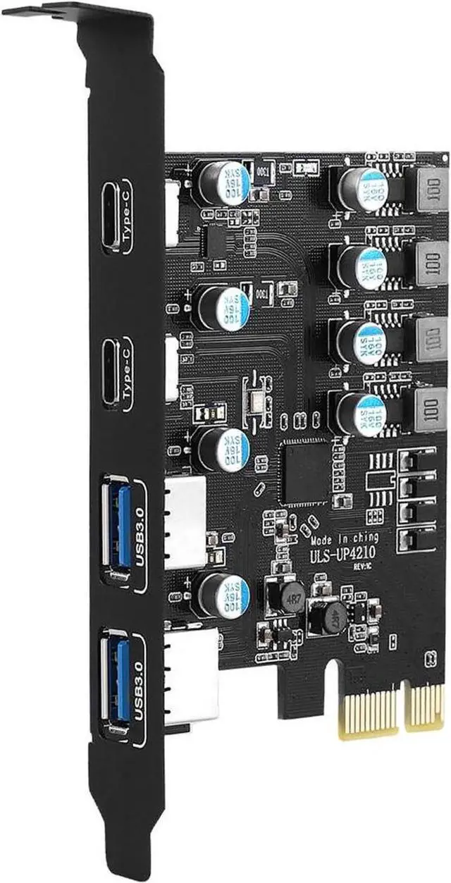 Main image of JAENFONG PCIe to 4 Port USB 3.0 (2X Type-C - 2X USB-A) Expansion Card,PCI Express X1 to USB 3.2 Gen1 5Gbps Hub Add on Card,Support Windows 10/8/7/XP and MAC OS 10.8.2 Above